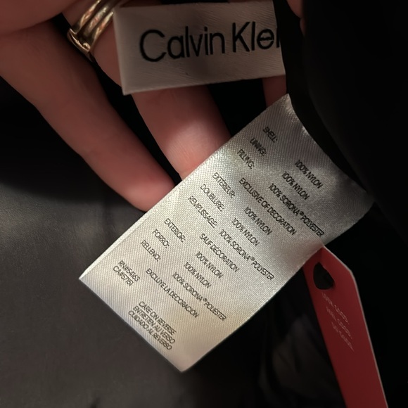 🔥💣NWT Calvin Klein High Shine Black Nylon Puffer Coat Jacket Unisex Sz S Men’s - Picture 16 of 16